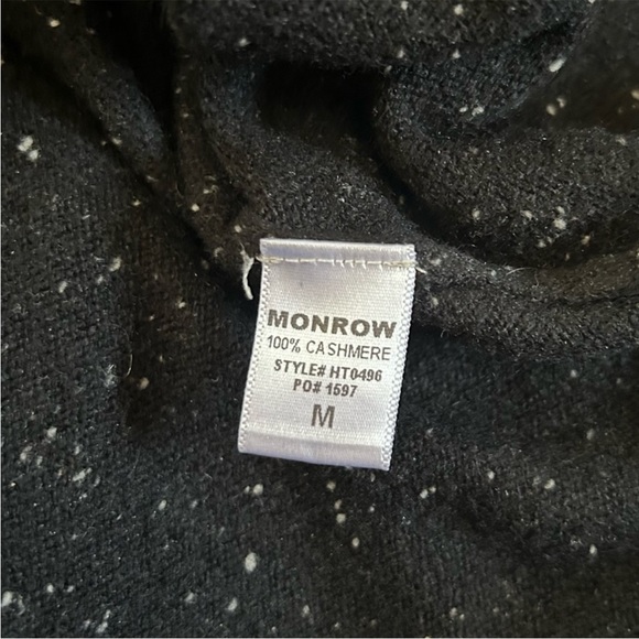 Monrow Neps Black Speckled 100% Cashmere Sweater Mock Neck Fall Cozycore Medium - Picture 6 of 10